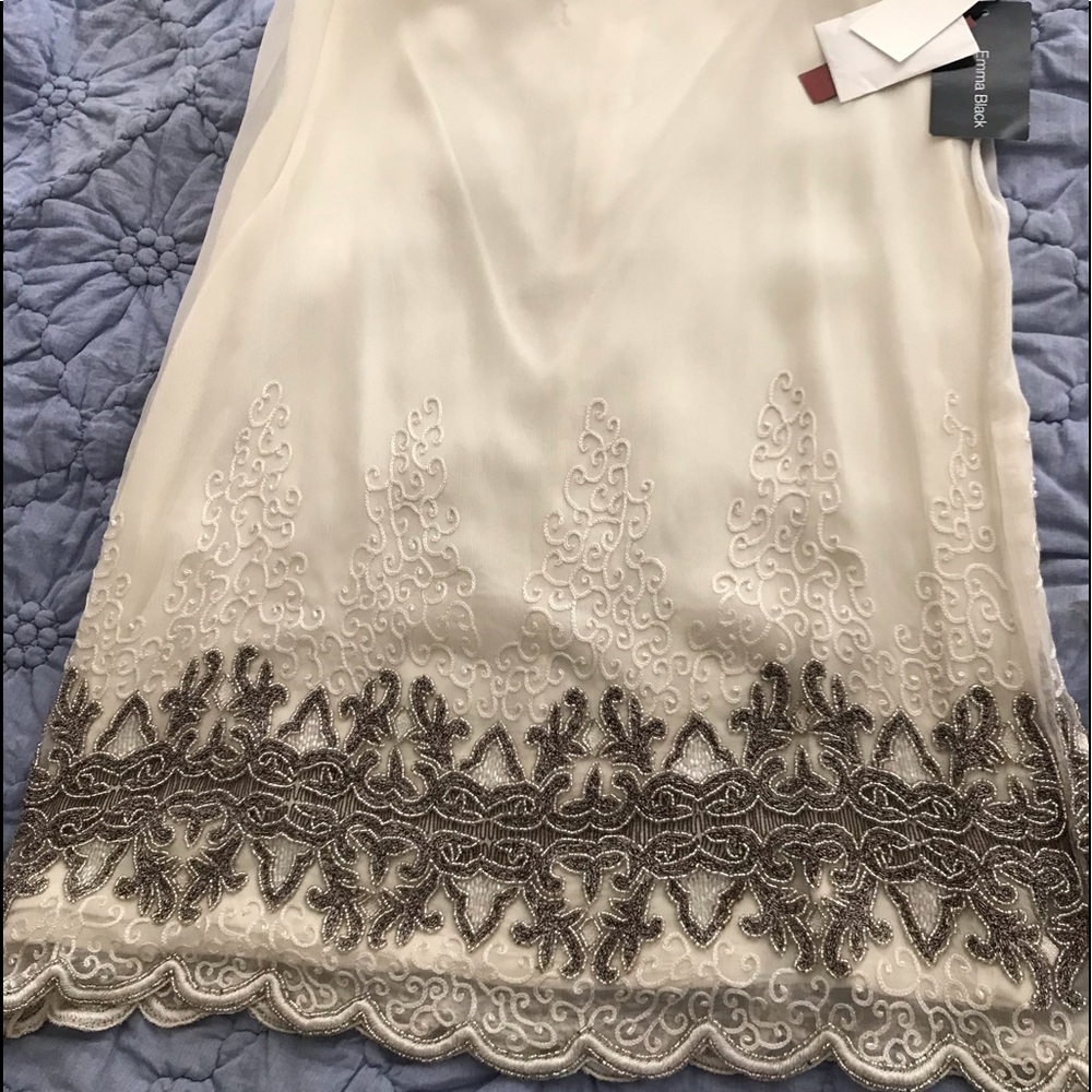 Emma Black silk, scalloped bottom skirt.